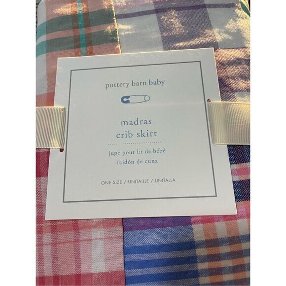 NWT Pottery Barn Baby Madras Crib Skirt - Picture 2 of 2